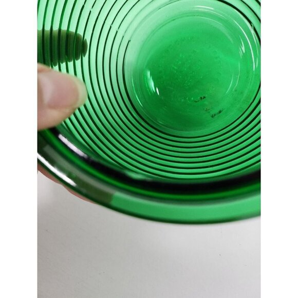 Vintage National Potteries Cleveland OH Green Ribbed Glass Planter Flower Pot - Picture 8 of 10